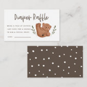 Carte D'accompagnement Ticket de tombola de couche pour Baby Shower Ourso (Devant / Derrière)