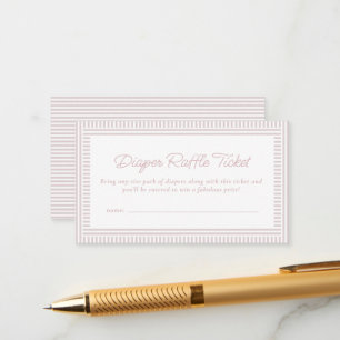 Carte D'accompagnement Ticket de tombola de couche pour baby shower rose