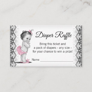 Carte D'accompagnement Ticket de tombola de couche pour bébé fille vintag