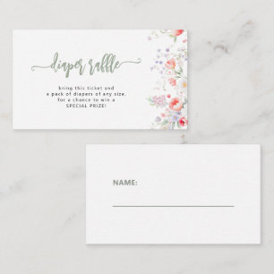 Carte D'accompagnement Ticket de tombola de couche pour une baby shower a