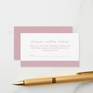 Carte D'accompagnement Ticket de tombola de couche rose lin pour baby sho