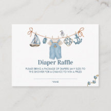 Ticket de tombola de couches pour Baby Shower Ahoy