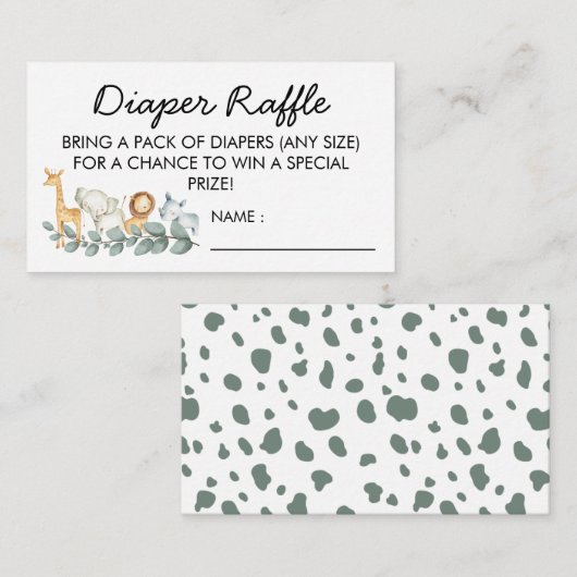 Carte D'accompagnement Ticket de tombola de couches pour Baby Shower sur  (Devant / Derrière)