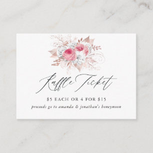Carte D'accompagnement Ticket de tombola de douche de mariée florale et d