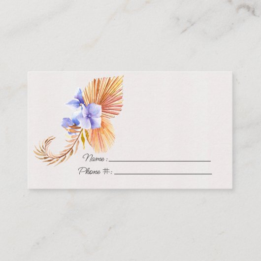 Carte D'accompagnement Ticket de tombola Hydrangea (Dos)