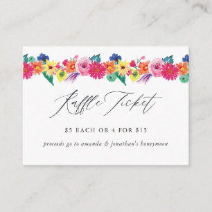 Carte D'accompagnement Ticket de tombola pour la fête nuptiale Floral Fie