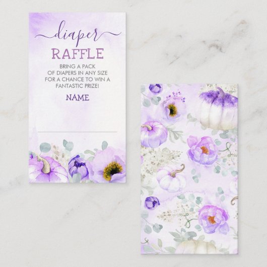 Carte D'accompagnement Ticket doux violet Citrouille de l'automne rabat (Devant / Derrière)