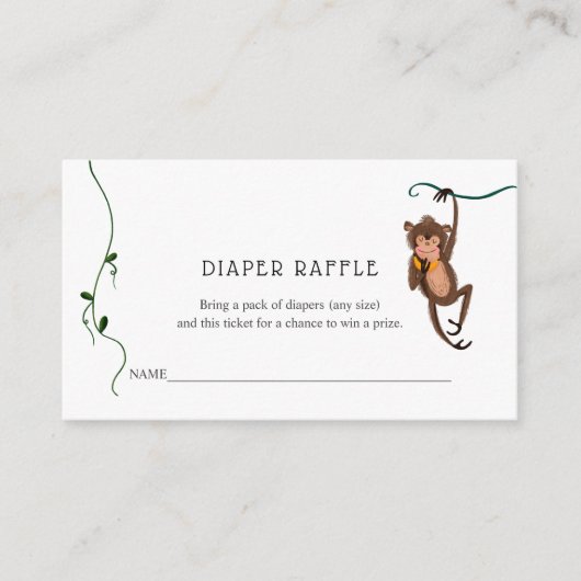 Carte D'accompagnement Ticket Jungle Diaper Raffle pour Baby shower (Devant)