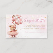 Carte D'accompagnement Ticket moderne Boho rose Teddy Bear Diaper Raffle (Devant)