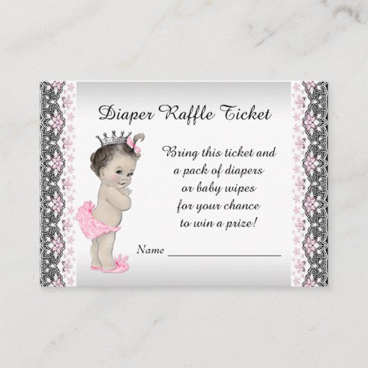 Carte D'accompagnement Ticket rabat princesse en argent rose (Devant)