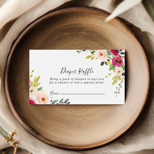 Carte D'accompagnement Ticket vert Pink Blush Floral Diaper