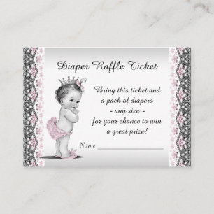 Carte D'accompagnement Ticket vintage Princess Diaper Raffle