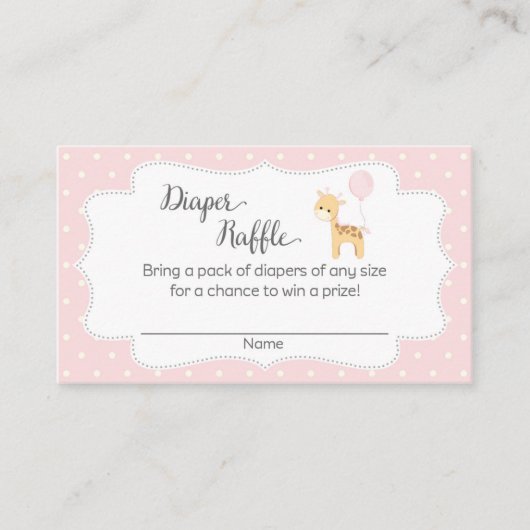 Carte D'accompagnement Tickets au Baby shower de la Girafe rose (Devant)