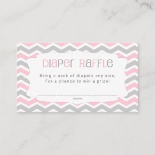 Carte D'accompagnement Tickets de Baby shower de couches rose gris