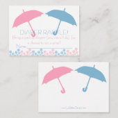 Carte D'accompagnement Tickets de rabat à parapluie Baby shower Twins (Devant / Derrière)
