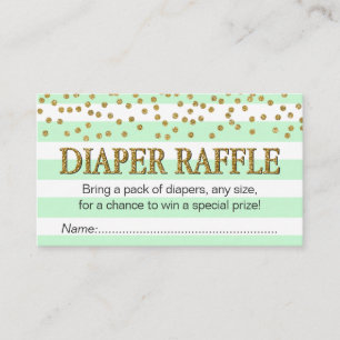 Carte D'accompagnement Tickets de raffle Mint Green Aqua Gold Diaper