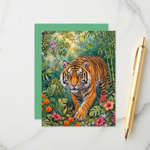 Carte D'accompagnement Tigre du Bengale Bambou Vibrant Jungle