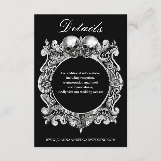 Carte D'accompagnement Till Death Gothic Skuls Monogramme Mariage (Devant)