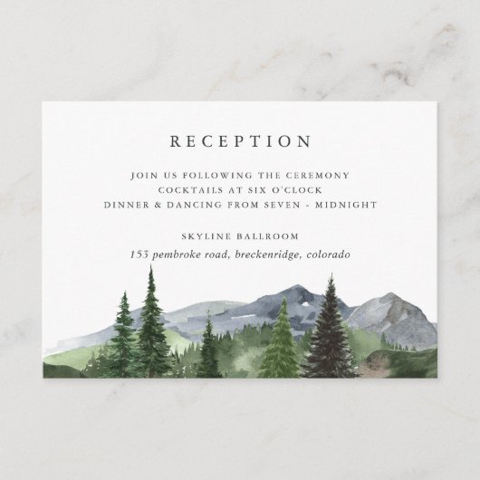 Carte D'accompagnement Timberline | Réception de mariage dans la forêt de (Devant)