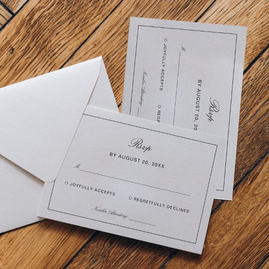 Carte D'accompagnement Timeless Black and White Wedding Response