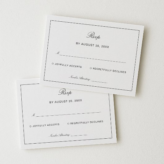 Carte D'accompagnement Timeless Black and White Wedding Response