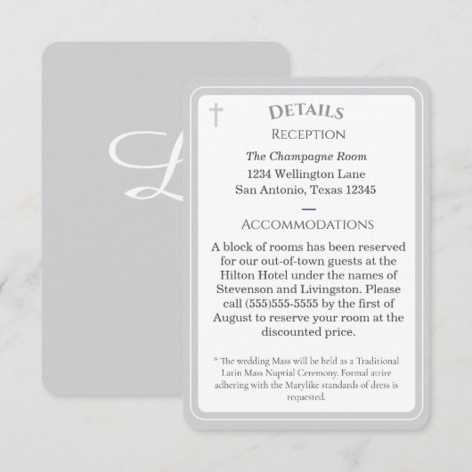 Carte D'accompagnement Timeless Catholic Monogrammed Enclosure Card (Devant / Derrière)