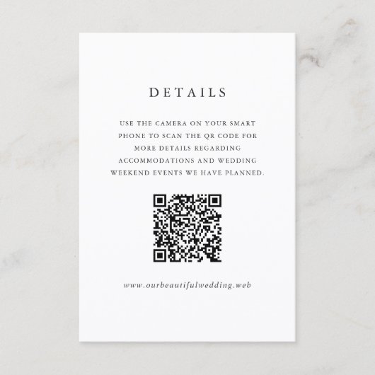Carte D'accompagnement Timeless Classic QR Code Formal Wedding (Devant)