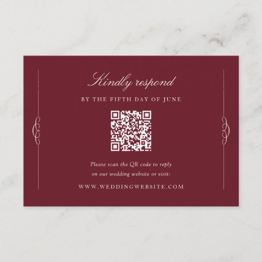 Carte D'accompagnement Timeless Elegance Wedding QR Code RSVP (Devant)