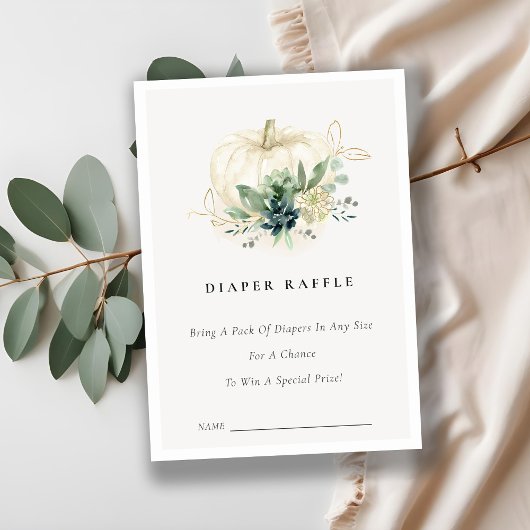 Carte D'accompagnement Tirage au sort de couche bébé Citrouille Succulent