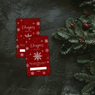 Carte D'accompagnement Tirage au sort de couche Bébé Fleur de Neige Rouge