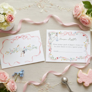 Carte D'accompagnement Tirage au sort de couche Heirloom Rose Ruban et Ci