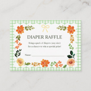 Carte D'accompagnement Tirage au sort de couche pour Baby Shower Gingham