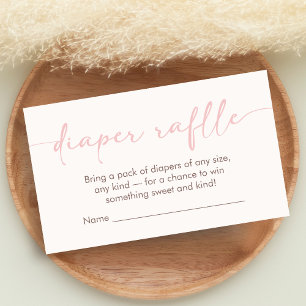 Carte D'accompagnement Tirage au sort de couche pour Baby Shower Rose Bon