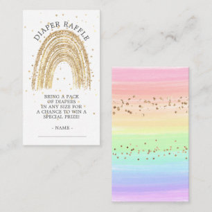 Carte D'accompagnement Tirage au sort de couche pour bébé arc-en-ciel dor
