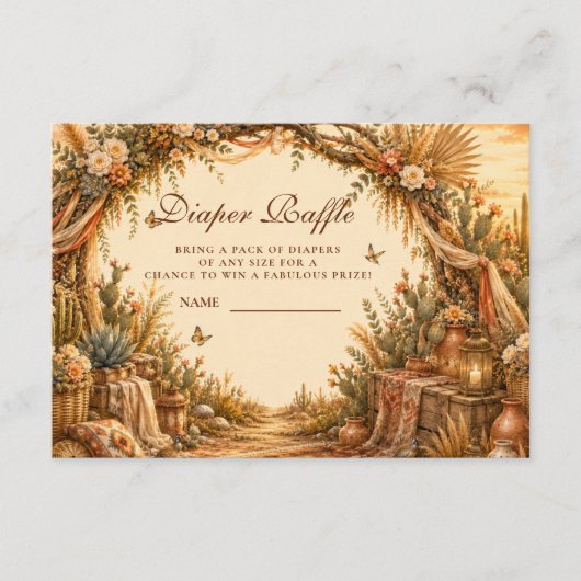 Carte D'accompagnement Tirage au sort de couche rustique Cactus Boho (Devant)