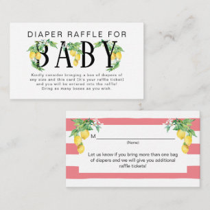 Carte D'accompagnement Tirage au sort de couches Citron Floral Rose et Bl