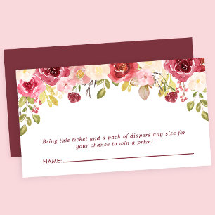 Carte D'accompagnement Tirage au sort de couches pour Baby Shower avec fl