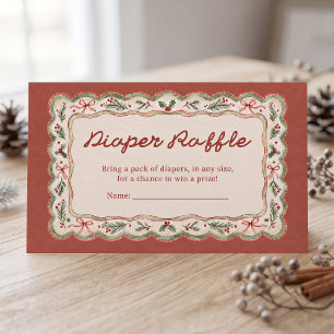 Carte D'accompagnement Tirage au sort de couches pour Baby Shower de Noël