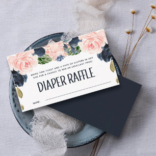 Carte D'accompagnement Tirage au sort de couches pour Baby Shower Fleurs 