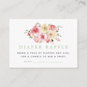 Carte D'accompagnement Tirage au sort de couches pour Baby Shower Floral