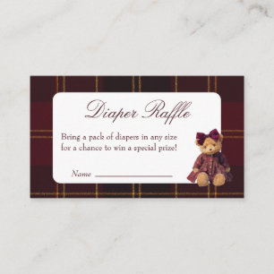 Carte D'accompagnement Tirage au sort de couches pour Baby Shower Ours en
