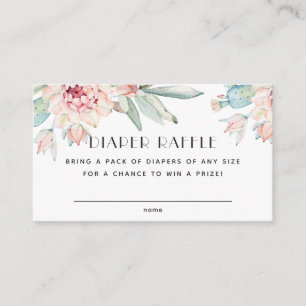 Carte D'accompagnement Tirage au sort de couches Succulent Cactus. Baby S