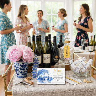 Carte D'accompagnement Tirage au sort de vin de mariage Blue Chinoiserie