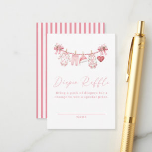 Carte D'accompagnement Tirage au sort des couches pour Baby Shower Fille 