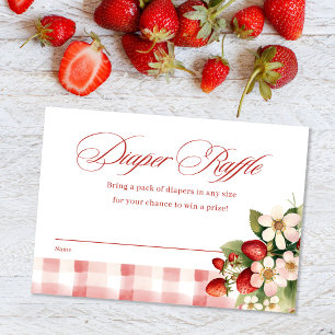 Carte D'accompagnement Tirage au sort des couches pour Baby Shower Strawb