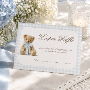 Carte D'accompagnement Tirage au sort des couches Teddy Bear Blue Gingham