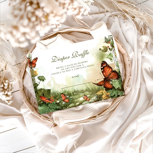 Carte D'accompagnement Tirage au sort Fleurs Papillon Couches