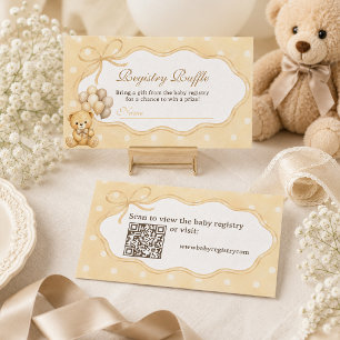 Carte D'accompagnement Tirage au sort pour la baby shower de l'ours beige