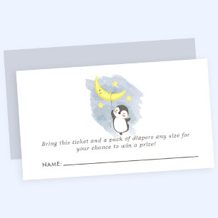 Carte D'accompagnement Tirage de couche Baby Shower Aquarelle Lune Mancho