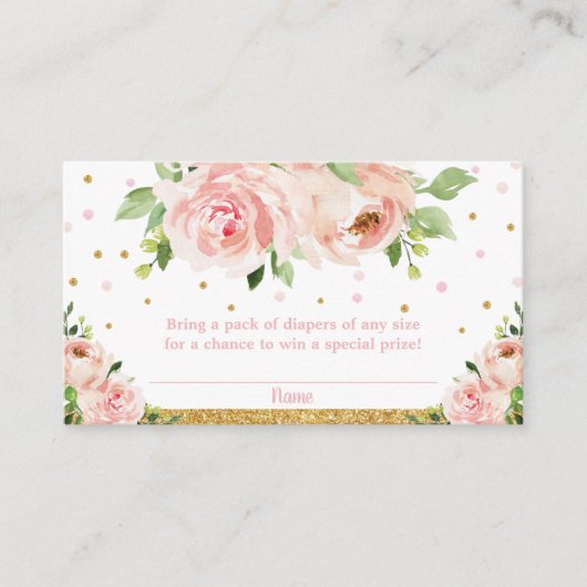 Carte D'accompagnement Tirage de couche bébé fille floral rose pâle (Devant)